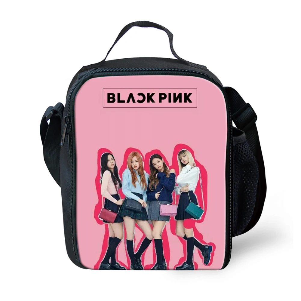 Thikin Blackpink KPop Девушки группа сумки для ланча для девочек подростков Мода портативный кулер мультфильм сумка с узором сумка для пикника