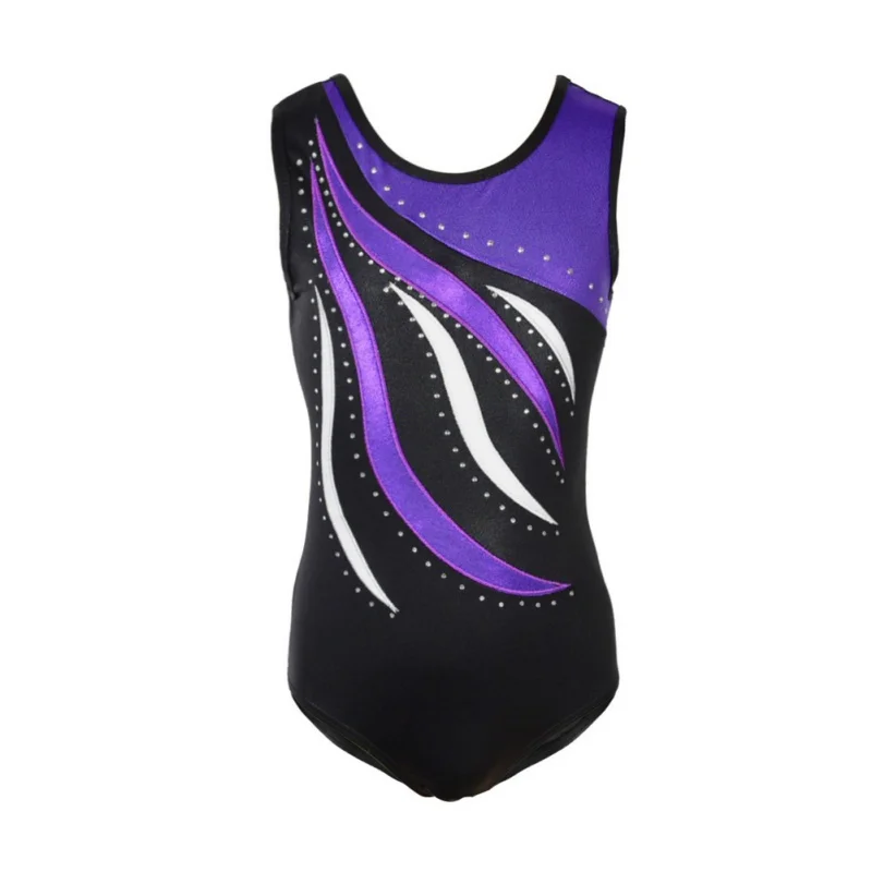 

Striped Patchwork Ballet Dress Top Fashion O Neck Ballet Gymnastics Dresses Long Sleeve Athletic Dance Acrobatics For Girls