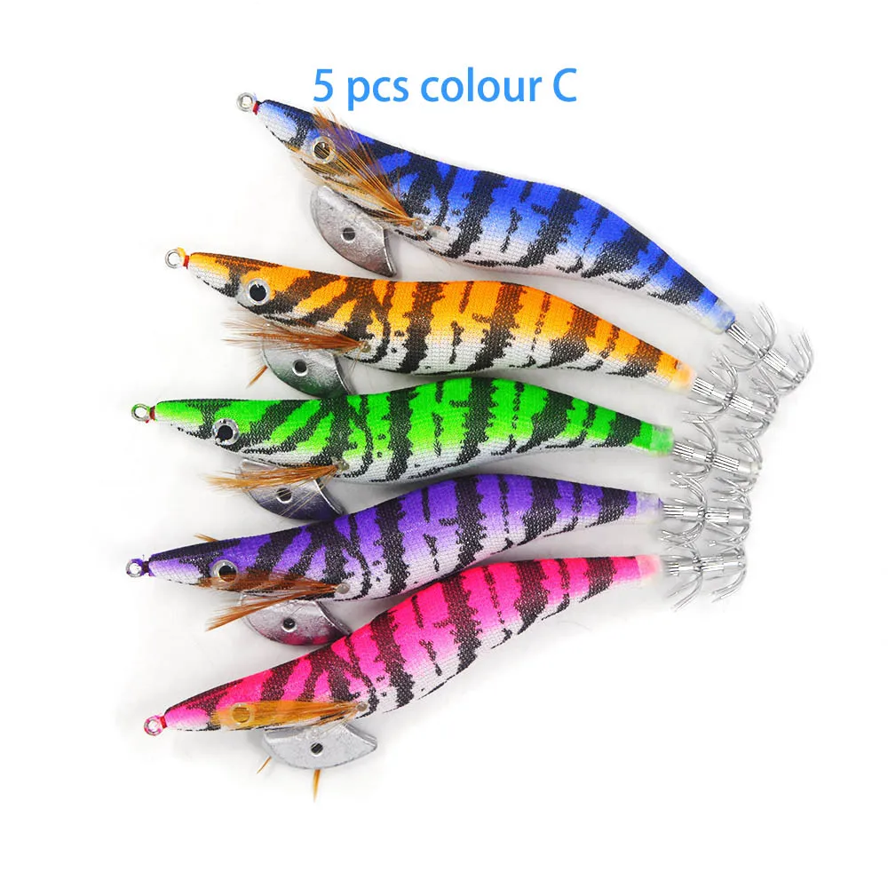 5 pcs colour C Многоцветный 13 см 20 Г Кальмар Джиги рыболовные снасти приманка для морской рыбалки морской воды крючок для наживки - Цвет: 5 pcs colour C