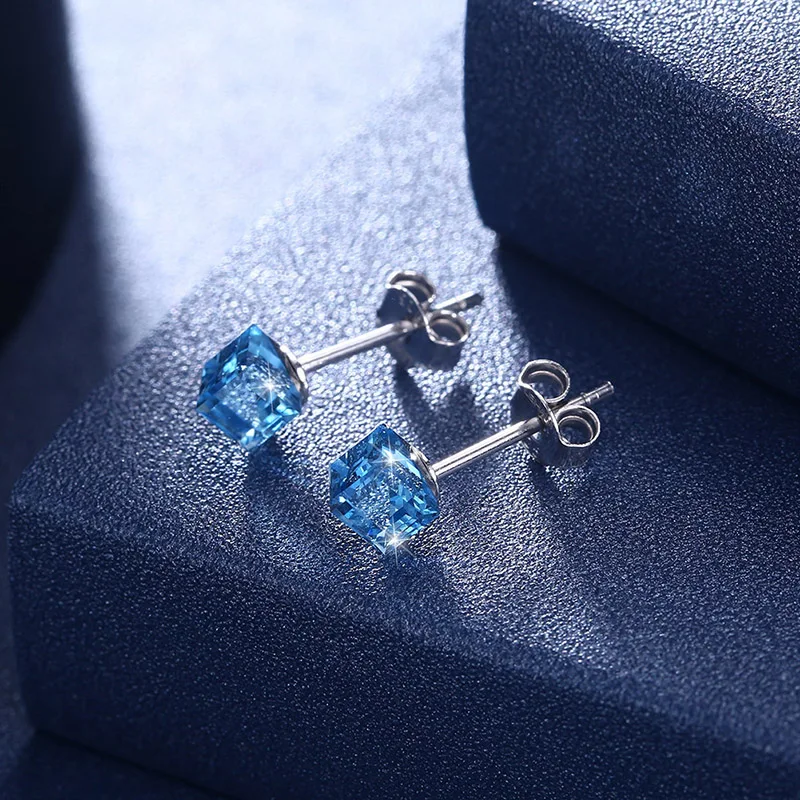 Серьги гвоздики женские из серебра 925 пробы с кристаллами Swarovski|Серьги-гвоздики| |