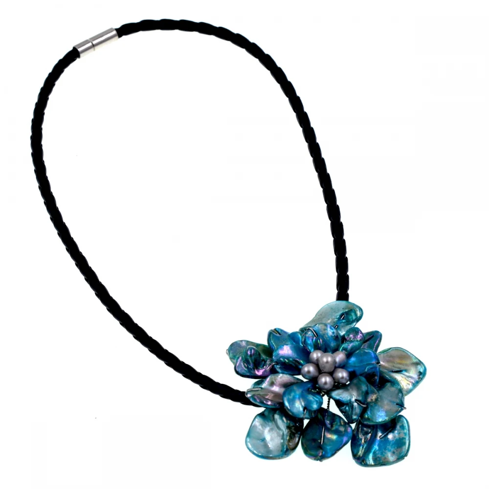 New Arrival Fashion Jewelry Gray Freshwater Pearl and Turquoises Shell Pendant Necklace for womens Hot Sell | Украшения и