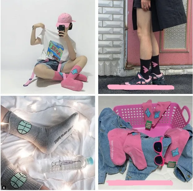 Epous Harajuku Funny Patterned Socks Hipster Fire Dinosaur Print Short Art Socks Sporty Women Pink Pistol Ankle Socks Female SOX