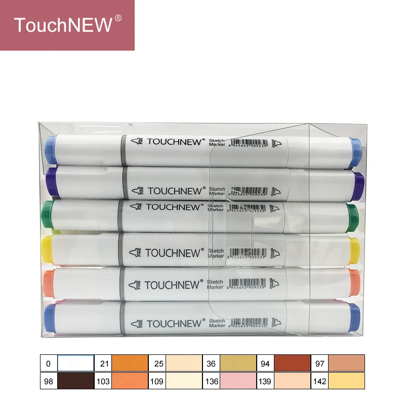 T6-W-12-Skin-tone TouchFIVE 12/24 набор тонов кожи, маркеры на спиртовой основе с двойным наконечником для рисования и скетчинга, высокое качество чернил - Цвет: T6-W-12-Skin-tone
