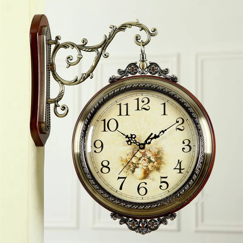Charminer 3DBGV100 двухсторонние круглые Настенные часы для сада Двухсторонние