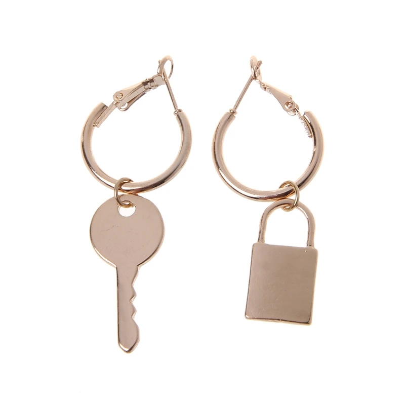 Fashion Jewelry Pair of Earrings Key Lock For Women Color Couple Small Bff Simple Accessories | Украшения и аксессуары