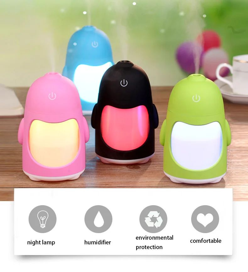 Милый пингвин ночник увлажнитель воздуха мини USB бесшумный туман Fogger домашний