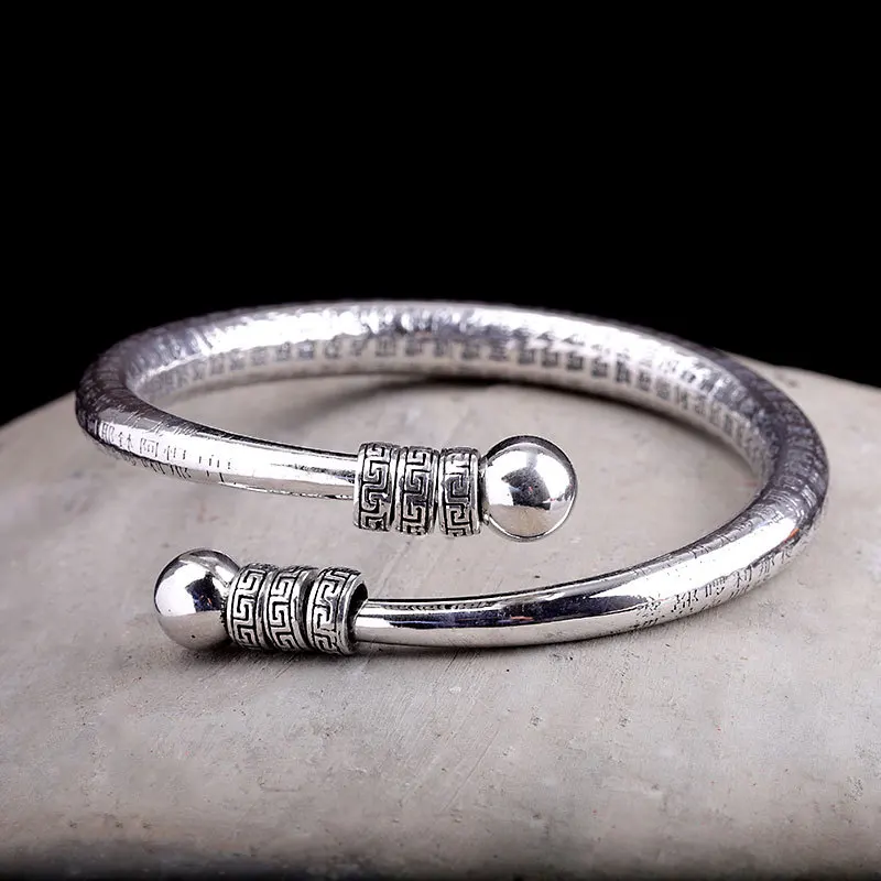 

Hot Sale HF Brand Great Mercy Bless Silver Bangle Real Silver Bracelet Limited Lady's S925 Pure Silver Bracelet