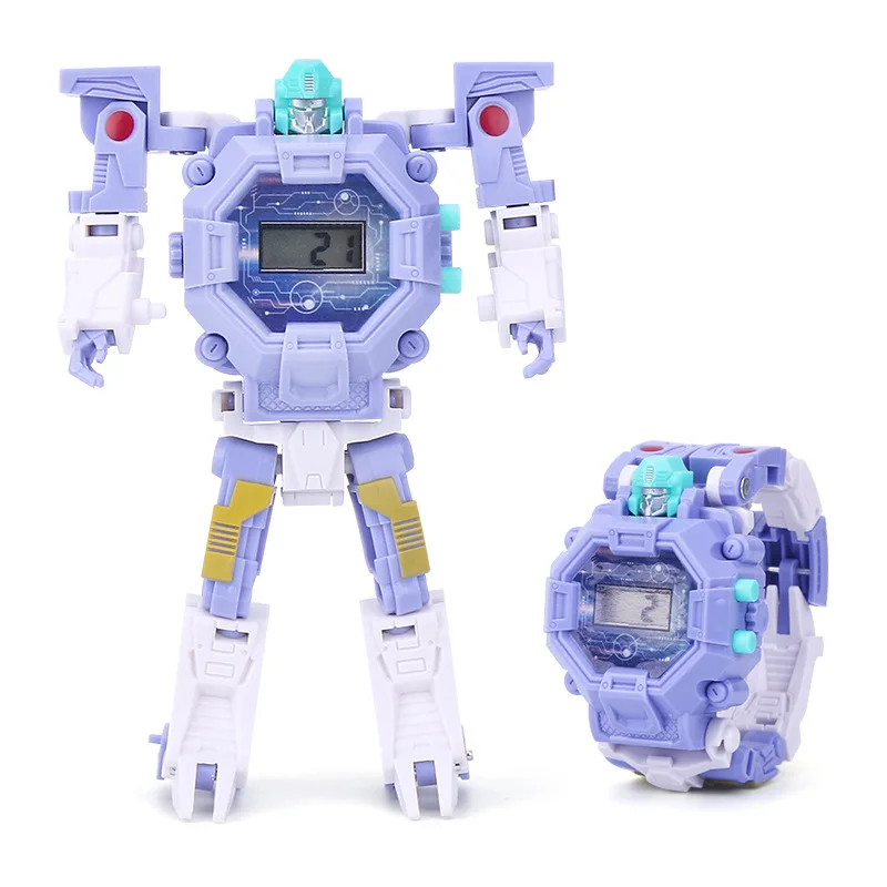 Робот преобразования игрушка наручные Mecha Электронные часы детские спортивные