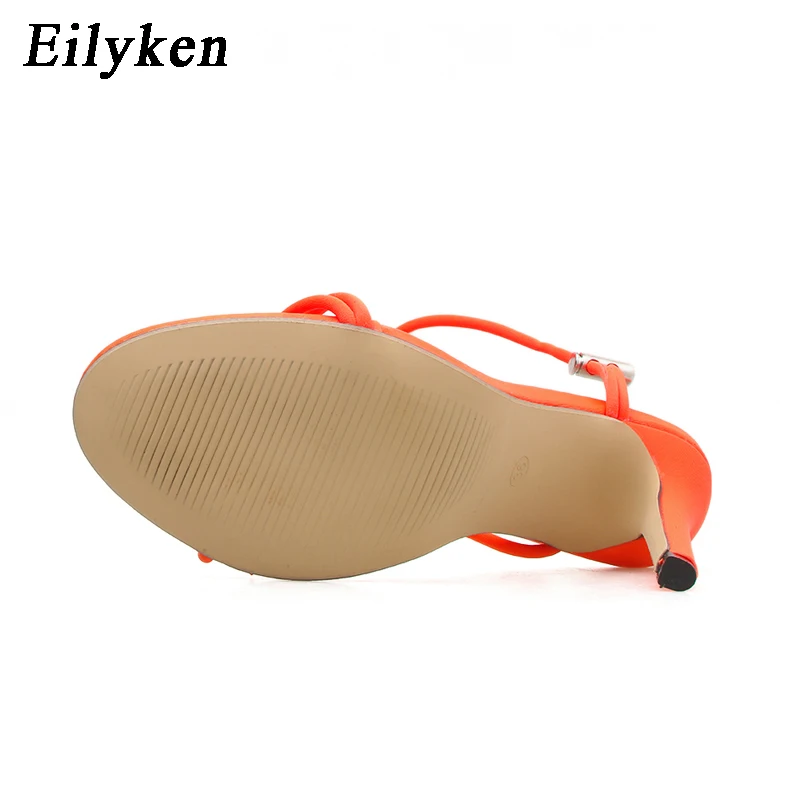 Eilyken/ г. Новые прозрачные женские босоножки с перекрестной шнуровкой на щиколотке пикантные босоножки на шнуровке на высоком каблуке 12 см обувь высокого качества
