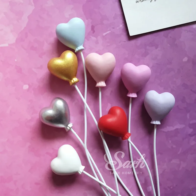 heart 8pcs Ins Bling розовый синий кролик Hairball Сердце торт топперы для ребенка день рождения украшения десерт прекрасный подарок - Цвет: heart 8pcs