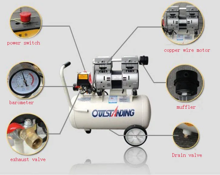 Prezzo 8L Compressore D' Aria Portatile Rumoroso Meno Luce Strumento 0.7MPa Pressione Cilindro Piscina Aria Economico Specialità Della Pistone Macchina Di Rifornimento
