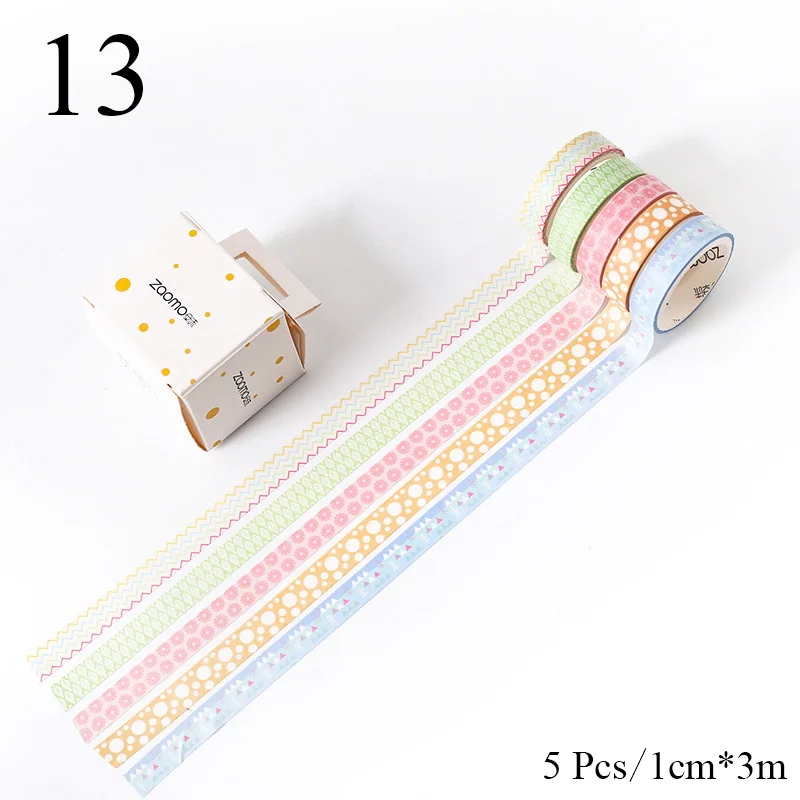 13 5Pcs/Set Grid Washi Tape Kawaii Decorative Adhesive Tape Thin Striped Masking Tape For Stickers Scrapbooking DIY Stationery Tape - Цвет: 13
