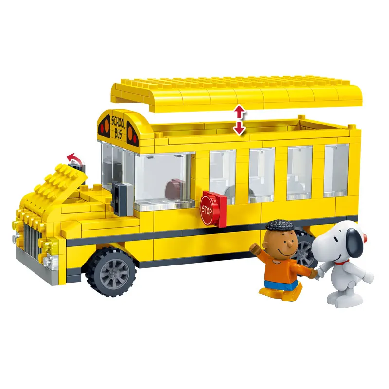 7506 no original box BanBao 7506 Горячие IP Snoopy арахис DIY школьные автобусы автомобили пластиковые строительные блоки Обучающие модели DIY Кирпичи совместимы со всеми марками - Цвет: 7506 no original box