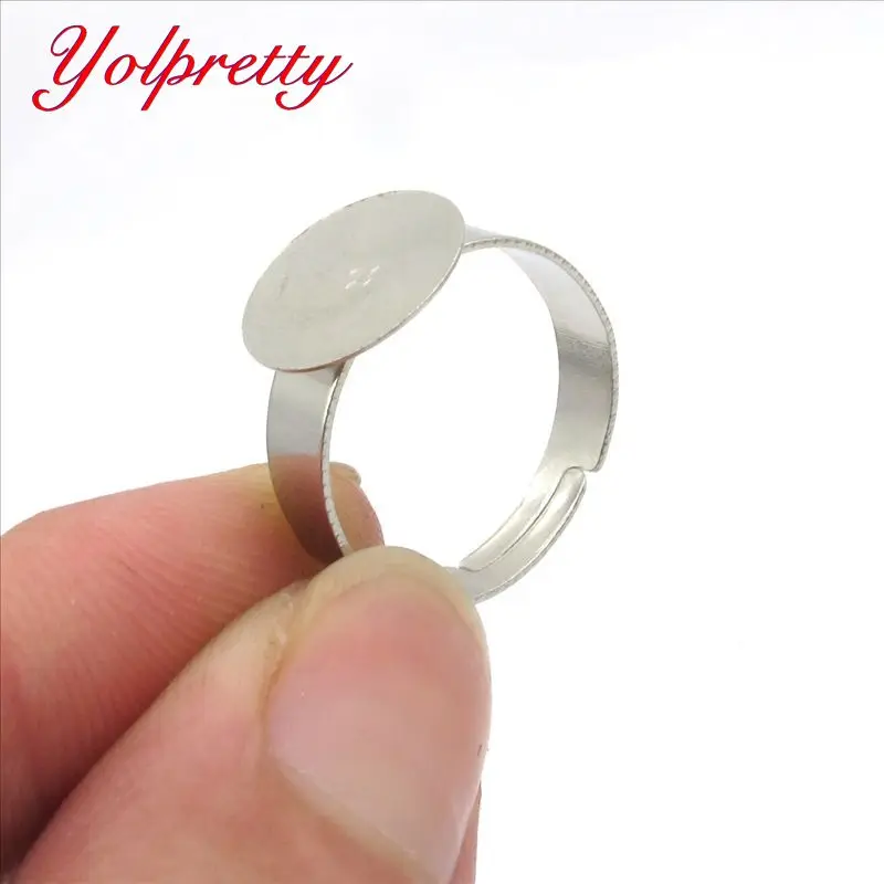 Yolprtty Новая мода 12 мм 10 шт. Серебряные железные регулируемые настройки колец