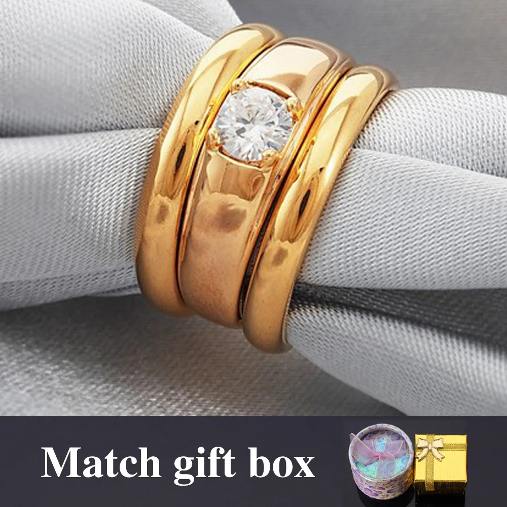 Набор обручальных колец для мужчин и женщин подарочные наборы золотого цвета с