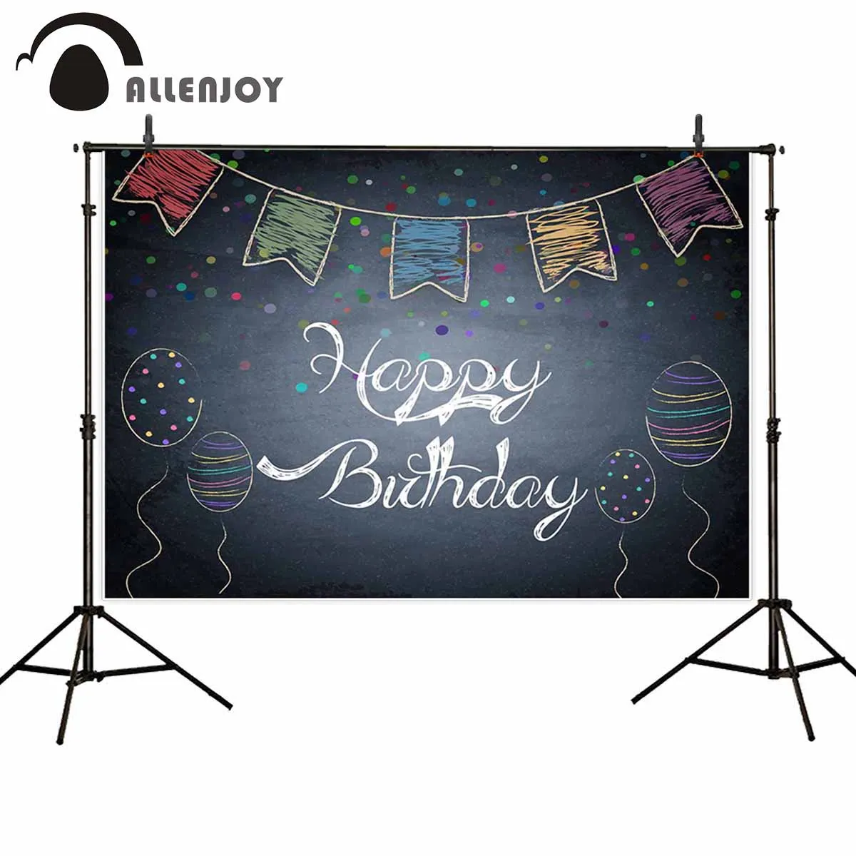 Allenjoy photo background chalkboard colorful ballons banners dots birthday family studio decor backdrop photographer photobooth |