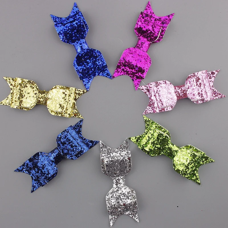 

48pcs/lot 3.7'' sequin bows glitter embroidered boutique hair bow for girls teens children kids toddlers