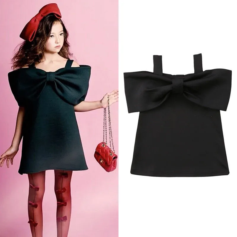 Повседневное платье для маленьких девочек принцессы с большим бантом и