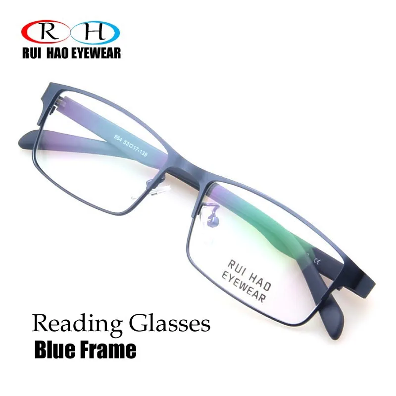 blue High Clear Reading Eyeglasses Presbyopic Glasses Alloy Rectangle Spectacles Resin Lens HMC Coating Customize Eyeglasses Eyewear - Цвет оправы: blue