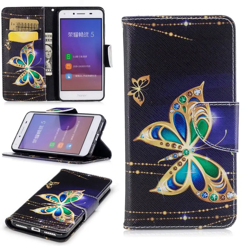 Кожаный чехол для телефона huawei Y5 II Y5II чехлы с милым принтом Корпус мобильного