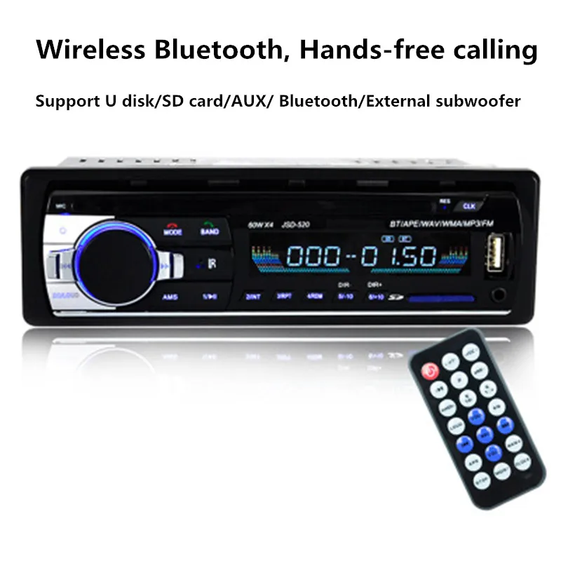 12 В Авторадио 1 Din автомобильное радио JSD-520 стерео Bluetooth аудио MP3 рекордер USB SD AUX
