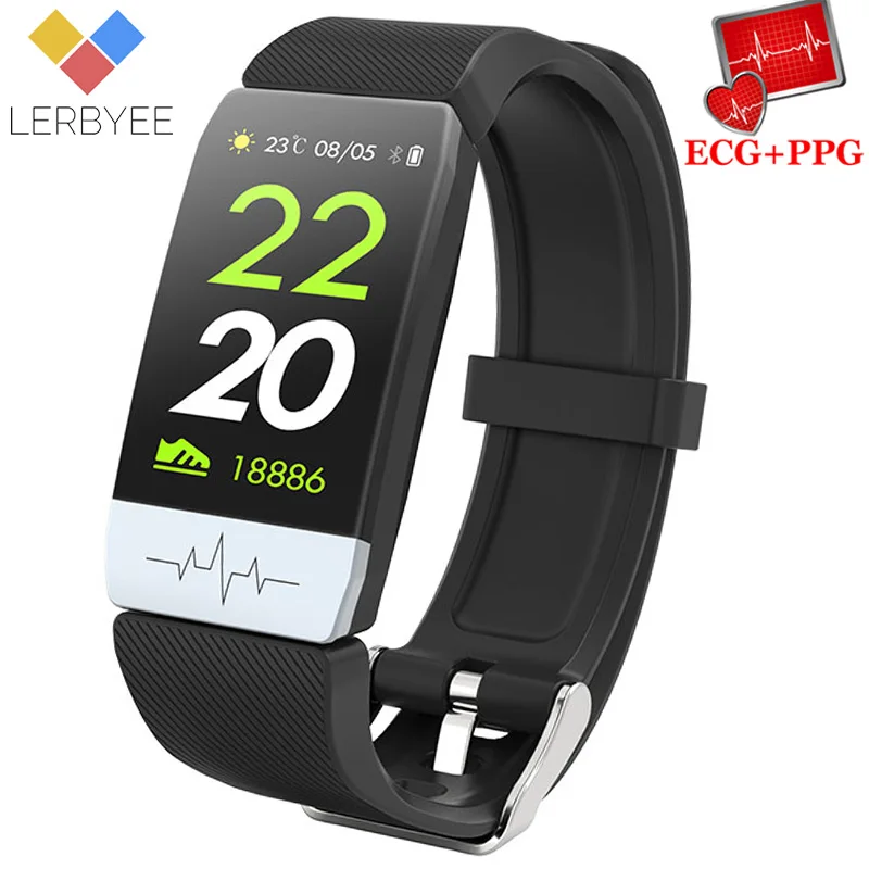 Фитнес-трекер Lerbyee T1s ECG + PPG водонепроницаемый с поддержкой Bluetooth | Электроника