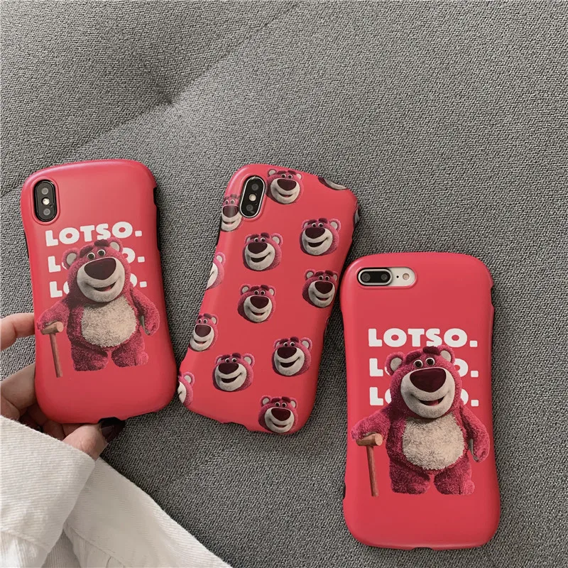Горячий мультяшный милый медвежонок с клубникой мягкий TPU ударопрочный задний чехол для iPhone X XS Max XR 6 6S 7 8 Plus SE телефон чехол Coque on.
