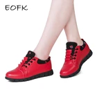Кроссовки женские EOFK, из искусственной кожи, на шнуровке, красные, на резиновой подошве, для весны и осени