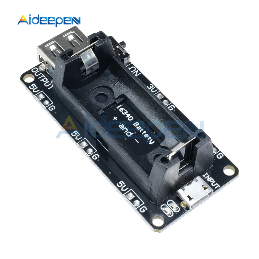 ESP8266 ESP32 перезаряжаемый Двойной 16340 литиевая батарея держатель мобильного питания зарядное устройство щит модуль для Arduino UNO R3