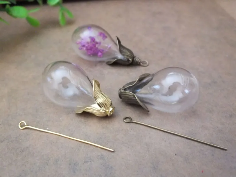 

30x18 мм ручной работы стеклянный в виде лампочки Глобус миниатюрный стеклянный шар флакон кулон/крышка в форме цветка/2 вида цветов can chosse/Поп ...