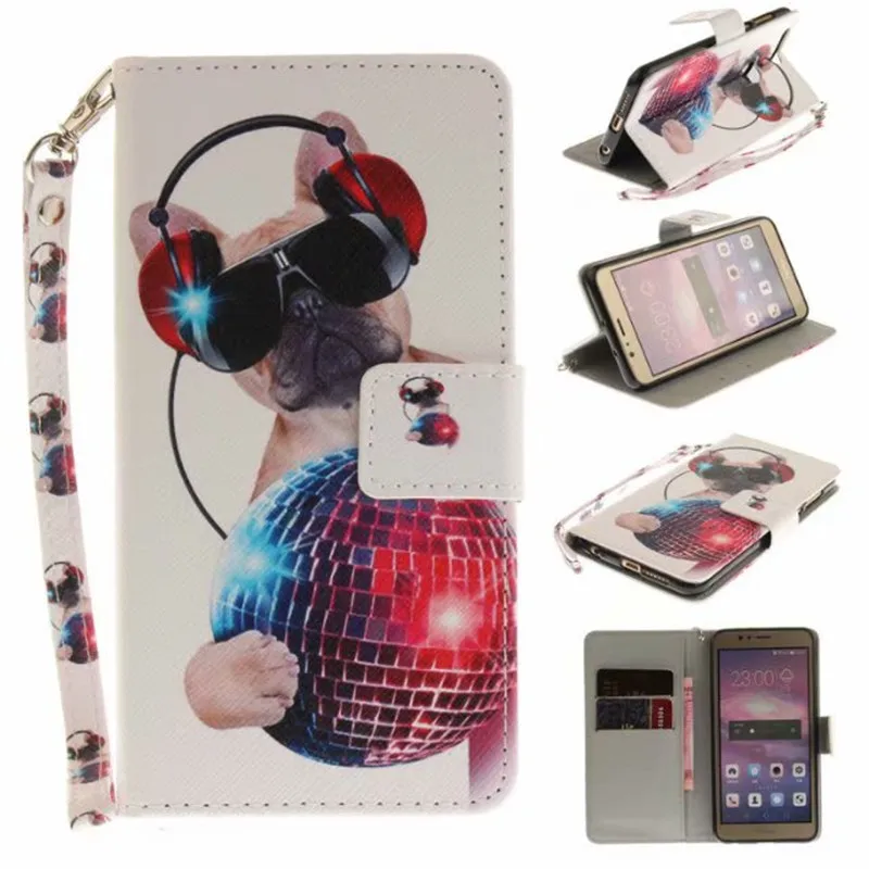 

Flip Wallet Case For Huawei Honor 8 Cases Coque Animal Wolf Owl Tiger Lion Painted PU Leather Phone bags accessories Cover
