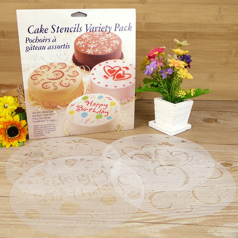 4 шт./лот форма для распыления торта круглые цветы сладкие трафареты сердца