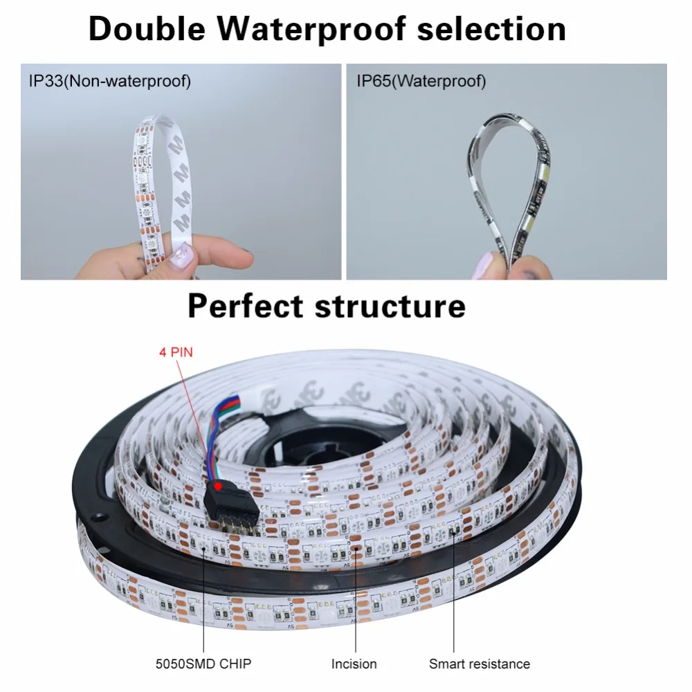 5 В USB RGB led ленточный светильник SMD 5050 60 светодиодный s/m светодиодный диодный ленточный светильник ТВ ПК экран клавиатура подсветка 0,5 м 1 м 2 м 3 м 4 м 5 м