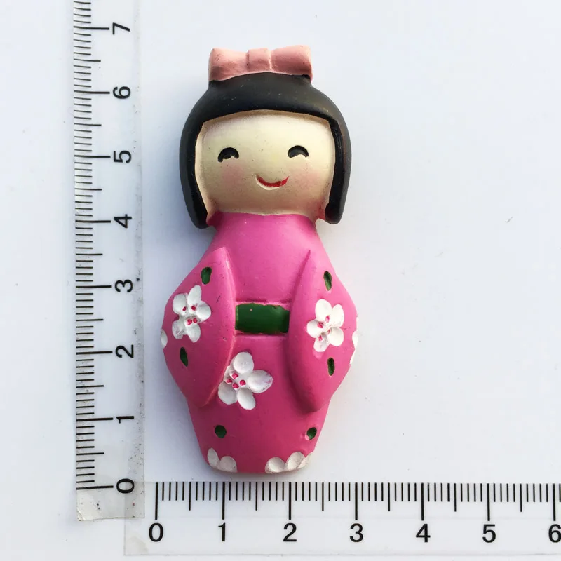 

Japanese pink kimono girl stereo travel souvenir magnetic refrigerator