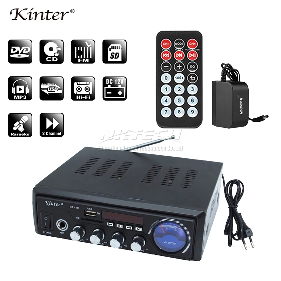 Автомобильный усилитель мощности Kinter KT M1 цифровой аудио видео плеер 2x25 Вт HiFi