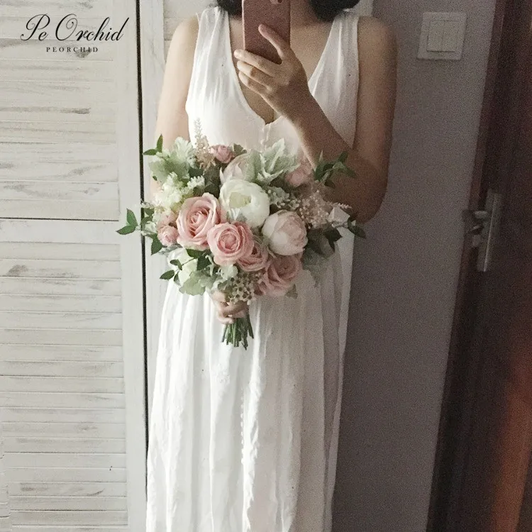 PEORCHID винтажный Свадебный искусственный букет невесты Ramo Novia Boda украшения для