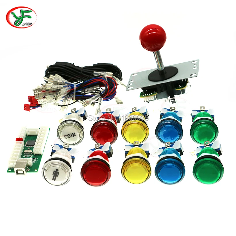 Копия SANWA Джойстик + 10x5 в светодиодный кнопка USB энкодер для ПК PS3 Raspberry Pi Retropie MAME