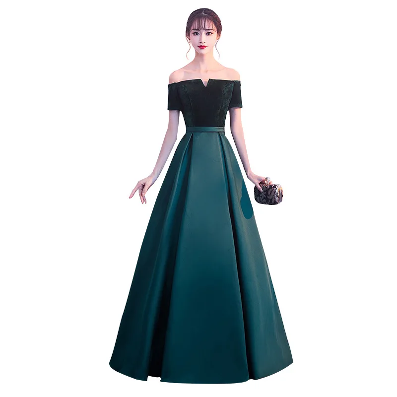 Двухцветное бальное платье черные вечерние платья с вырезом лодочкой глубоким V