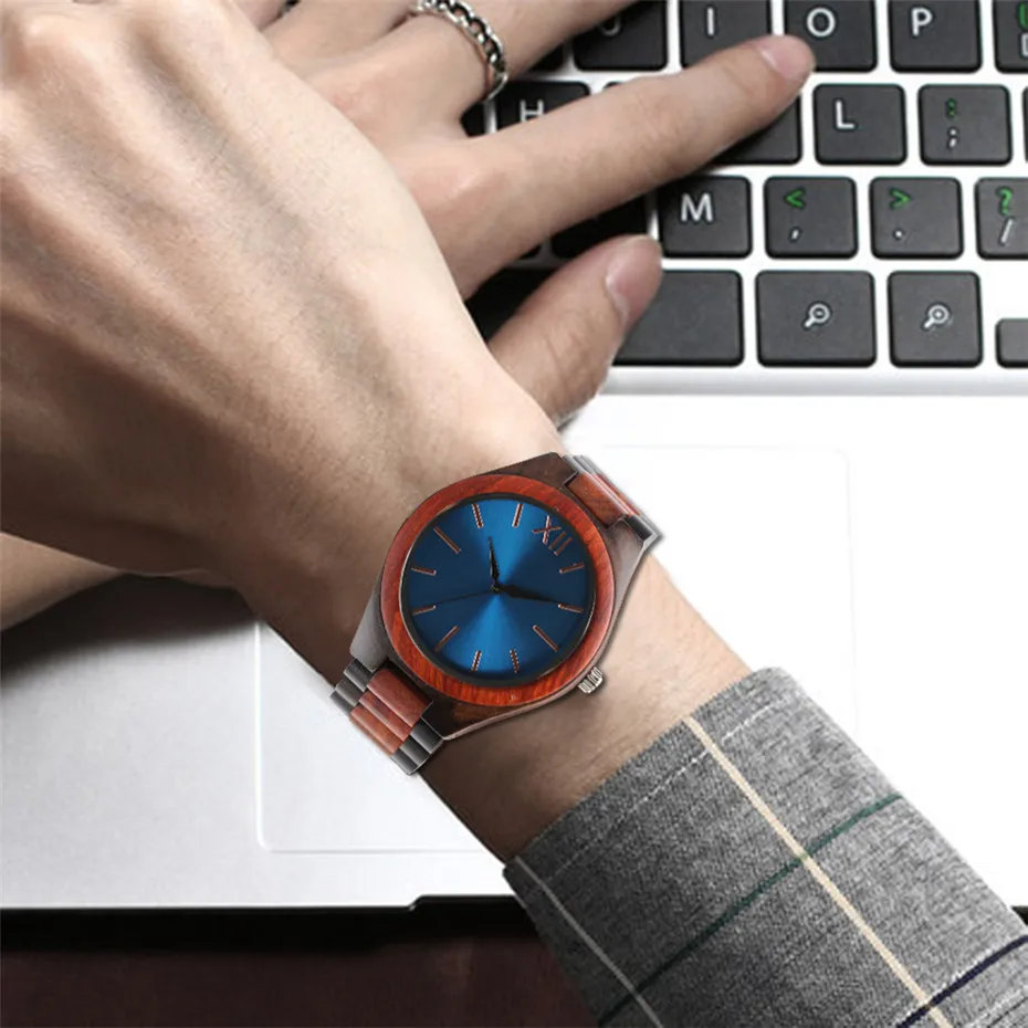 

Wood Watch Men's Quartz Wristwatch Wooden Bangle Mens Watches Luxury Man Clock High Quality Timepieces Gifts for Male