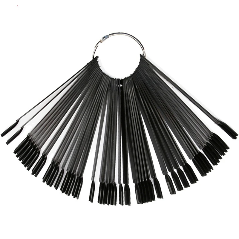 Накладные ногти на ногтях 50 шт./лот Черный Веер полная карта художественный