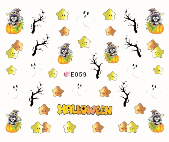 

Wholesale Holloween Nail Wraps New Designs Halloween Nail Stickers 3D Nail Art decals 500packs/lot free EMS/DHL shipping