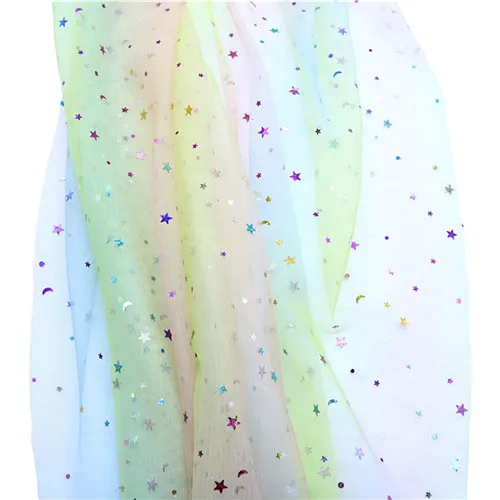 star lt-yellow-pink 1,6*4 м Градиент Радуга Звезды Луна блесток сетчатая ткань DIY сценическая одежда Свадебная вечеринка Декор принцесса юбка кукла декоративный подарок - Цвет: star lt-yellow-pink