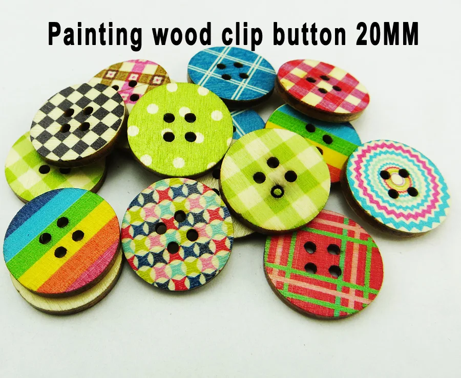 

50PCS 20MM Color Flake Wood Square Button Brand Painting Wooden Buttons Coat Boots Sewing Clothes Accessories MCB-031
