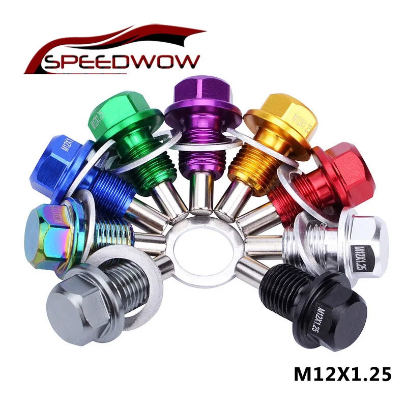 SPEEDWOW M12x1.25 Магнитная дренажная масляная пробка и сливная гайка для слива масла