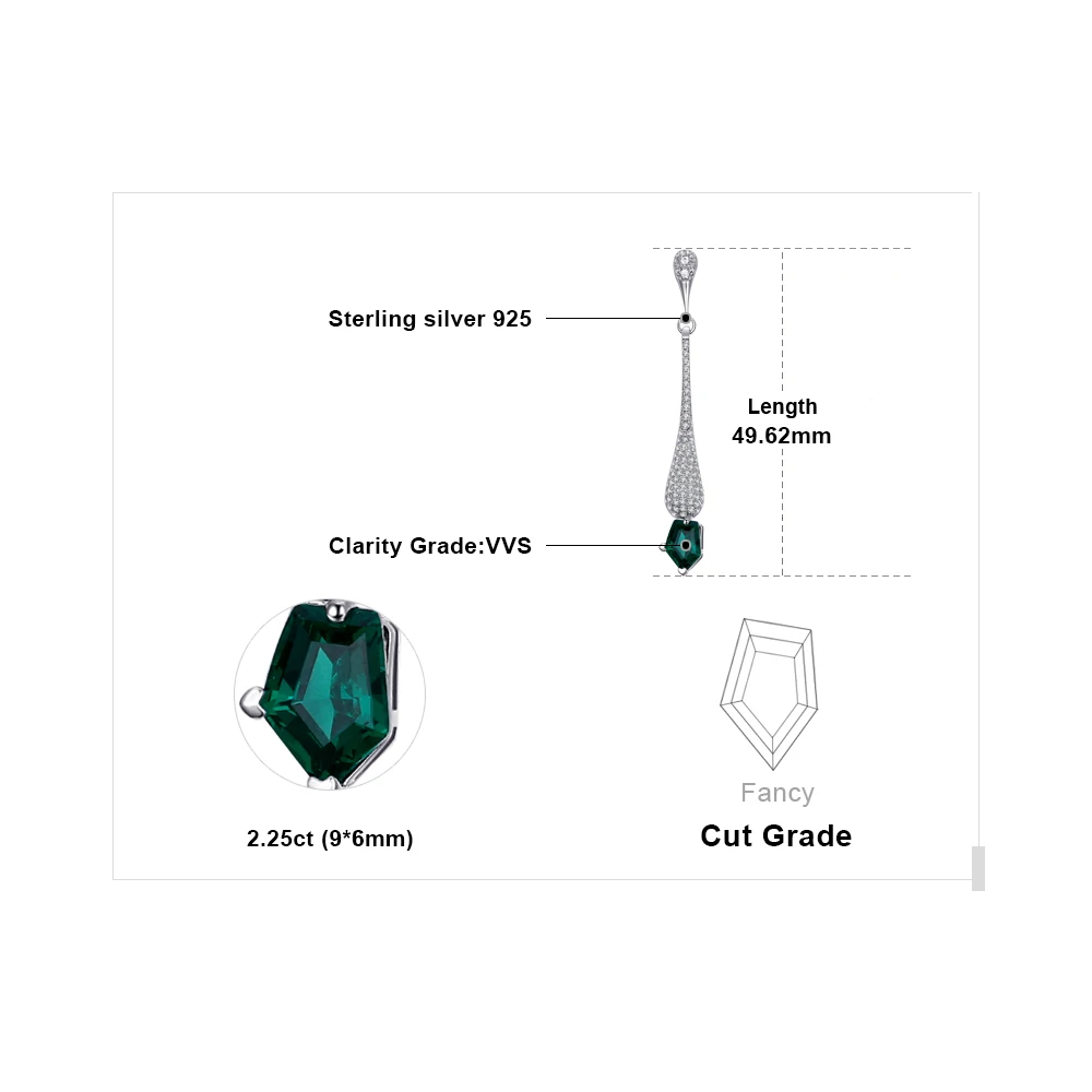JewelryPalace 2.2ct фантазии вырезать Nano России имитации Изумрудный линейный Длинные
