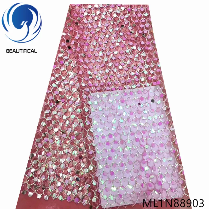 

BEAUTIFICAL 2019 французские Блестки Кружева новейший дизайн Африканский тюль ткань для шитья кружева сетка Африканское кружево ML1N889