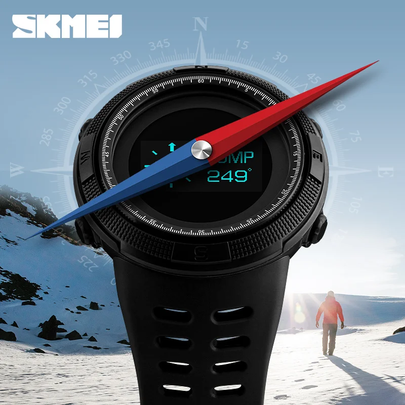 Мужские часы с шагомером цифровые спортивные мужские наручные компасом