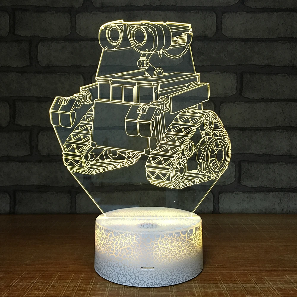 Робот tank3D ночник креативная Иллюзия 3d лампа LED 7 цветов меняющая Настольная для