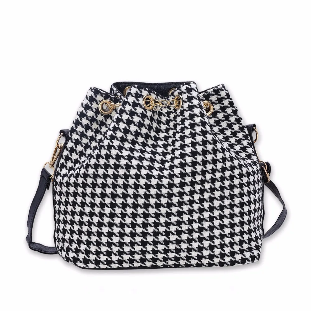 

Bohemia Canvas Drawstring Women Bucket Bag 2017 Vintage Ladies Shoulder Handbags Chains Women's Messenger Bags Bolsa Feminina