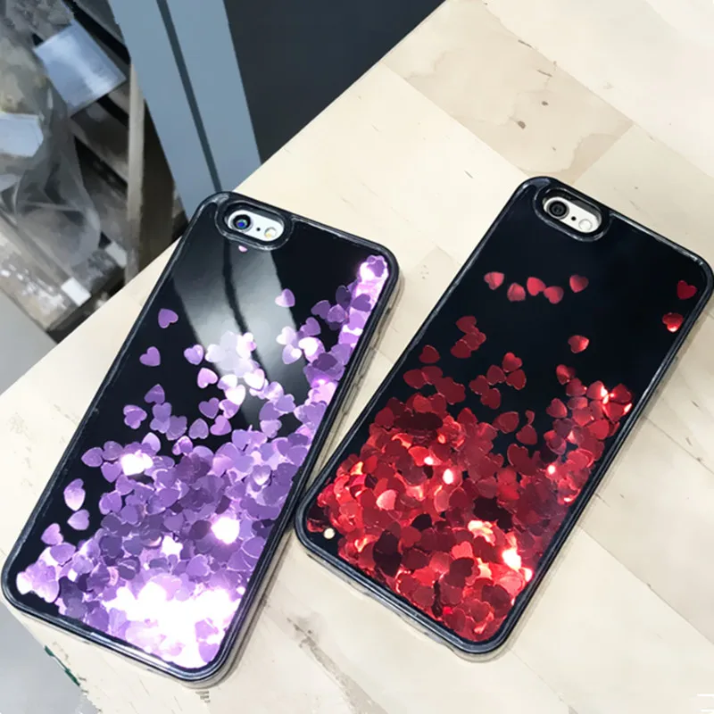 Динамические жидкие наклейки на ногти сердечки блестки телефонные чехлы для iPhone